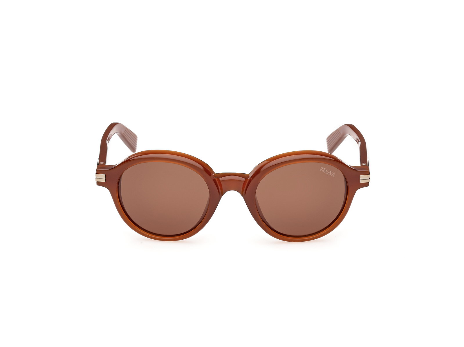 Das Bild zeigt die Zegna Sonnenbrille 0253 in glänzend hellbraun von vorne.